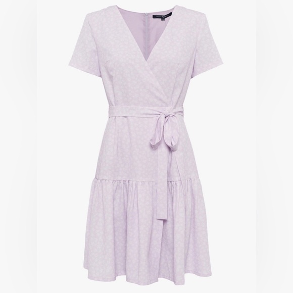 French Connection Mono Armoise Lavender Floral Wrap Mini Dress - Picture 1 of 13
